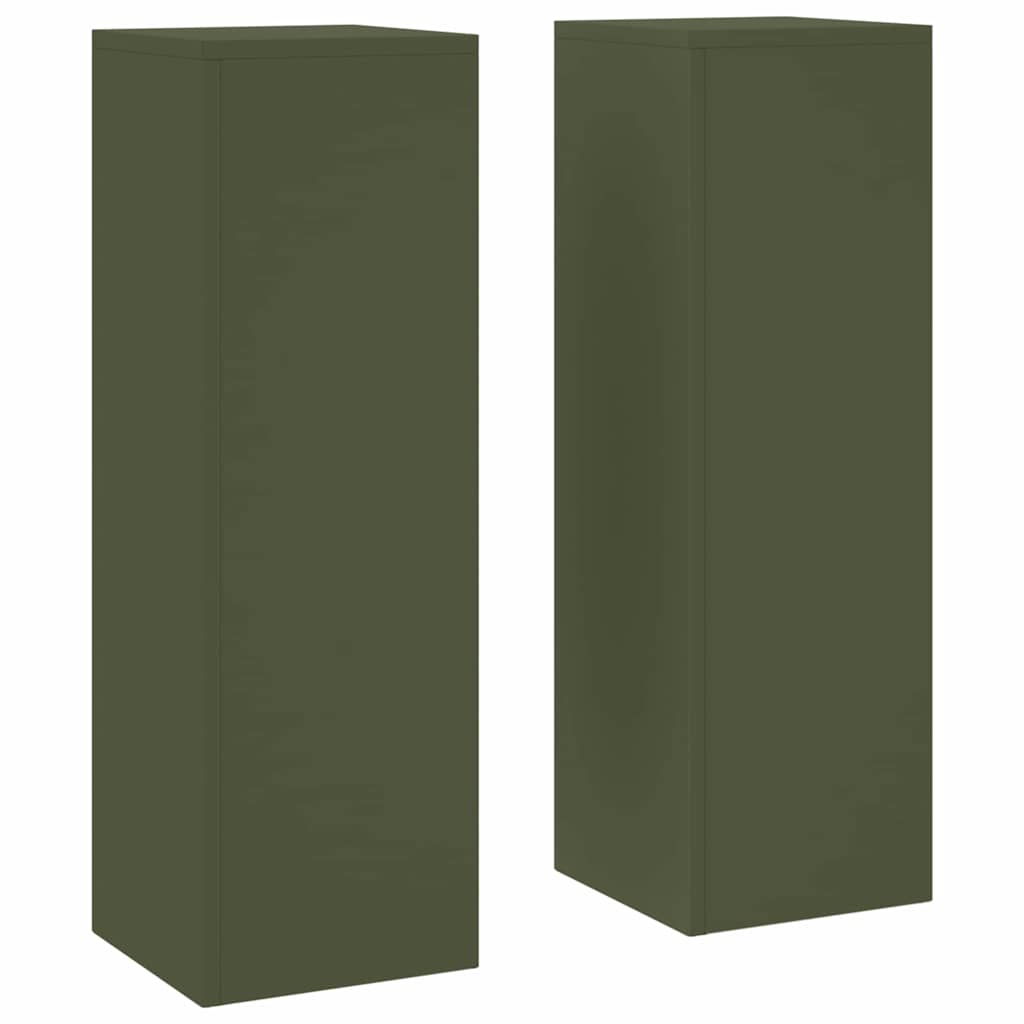 Planteholder 2 pcs Olivengrøn 24 x 24 x 75 cm Stål