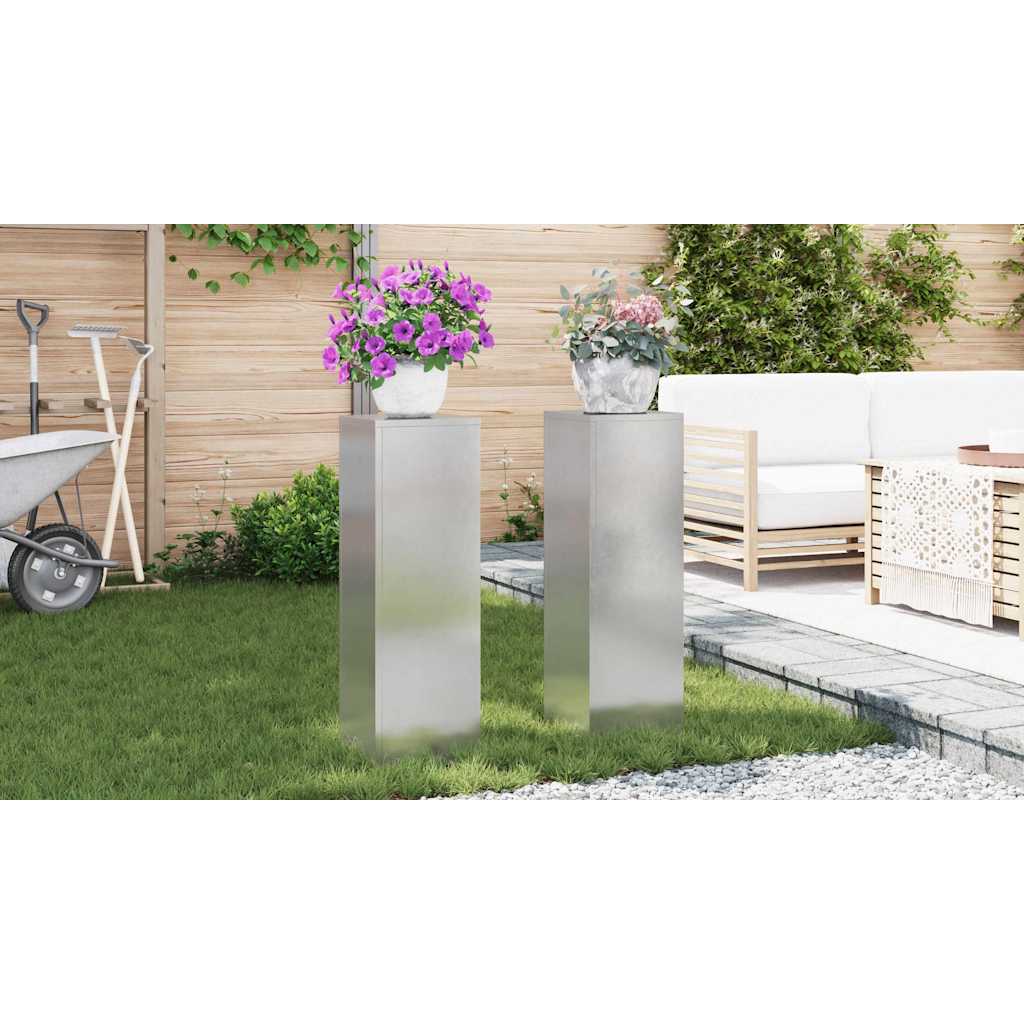 Planteholder 2 pcs Sølv 24 x 24 x 75 cm Rustfrit stål