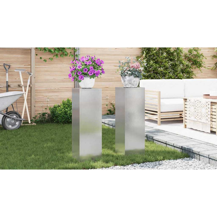 Planteholder 2 pcs Sølv 24 x 24 x 75 cm Rustfrit stål