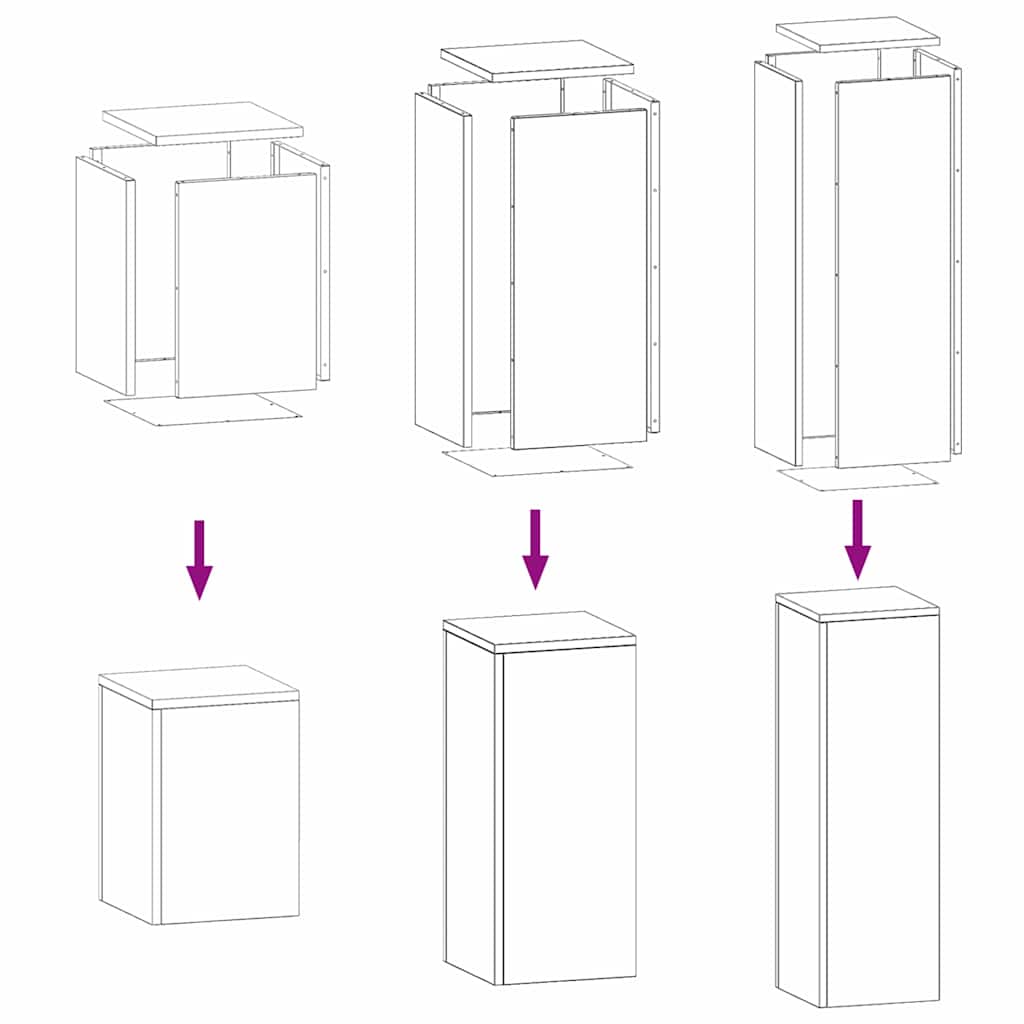Planteholder 3 pcs Sort Stål