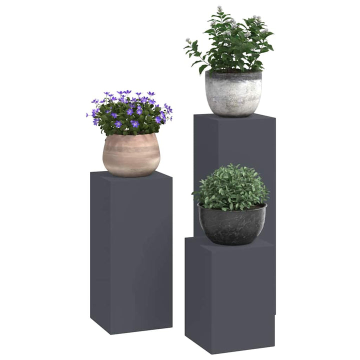 Planteholder 3 pcs Antracit Stål