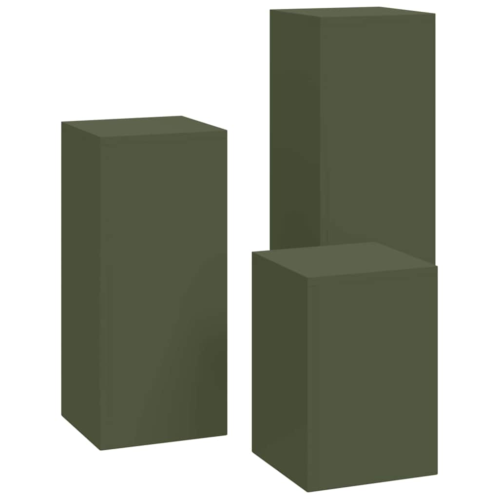 Planteholder 3 pcs Olivengrøn Stål