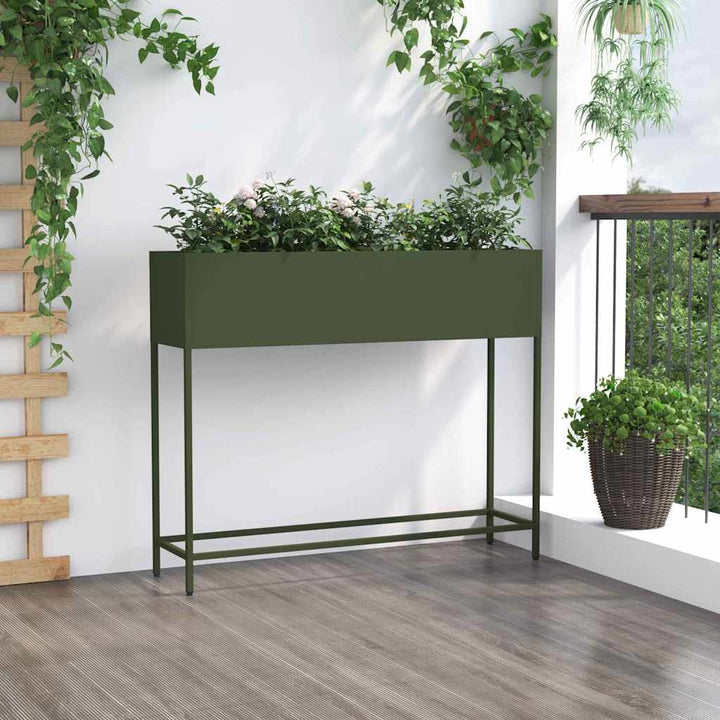 Hævet haveplante Olivengrøn 100 x 26 x 82 cm Stål