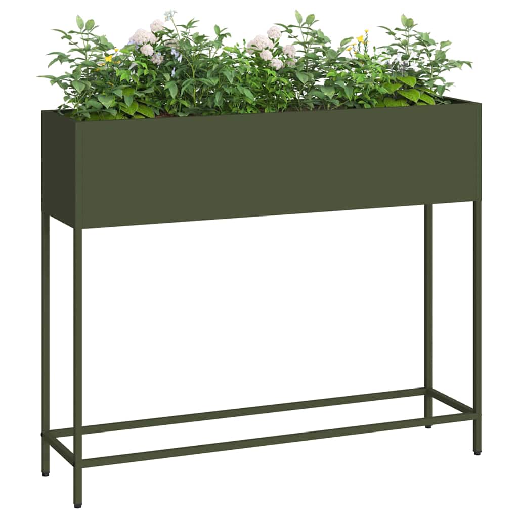 Hævet haveplante Olivengrøn 100 x 26 x 82 cm Stål