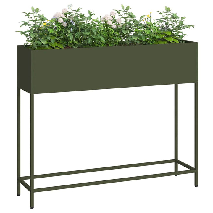 Hævet haveplante Olivengrøn 100 x 26 x 82 cm Stål