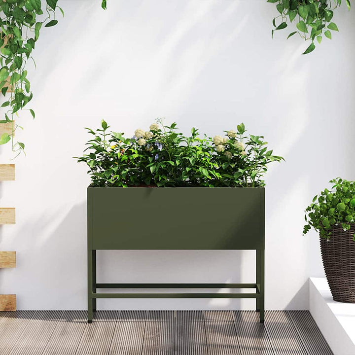 Hævet haveplante Olivengrøn 60 x 26 x 45 cm Stål