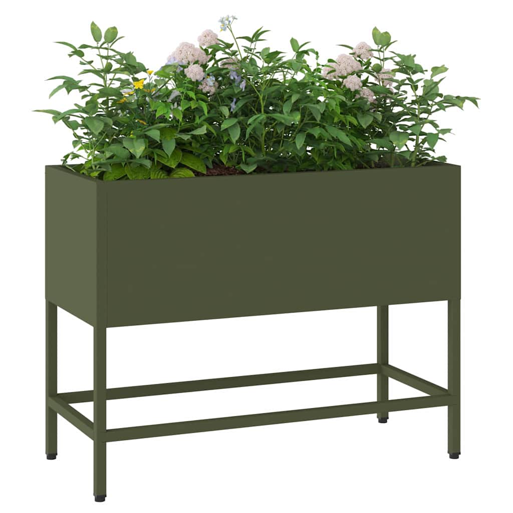 Hævet haveplante Olivengrøn 60 x 26 x 45 cm Stål