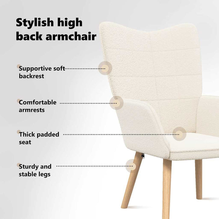 lænestol Creme 62 x 67 x 95,5 cm Sherpa-stof