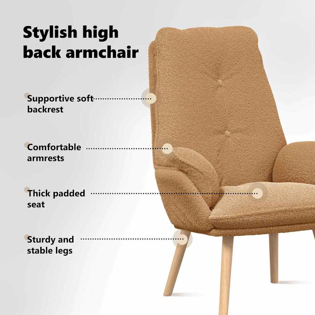 lænestol Beige 69 x 74 x 93 cm Sherpa-stof