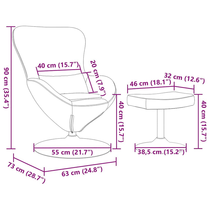 Æg Stol med Fodskammel with Footstool Blå 63 x 73 x 90 cm Fløjl