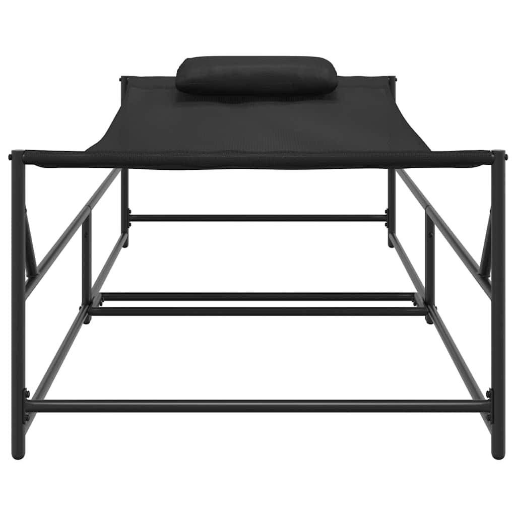 Havemøbel Solseng med pude 2 pcs Sort Pulverlakeret stål