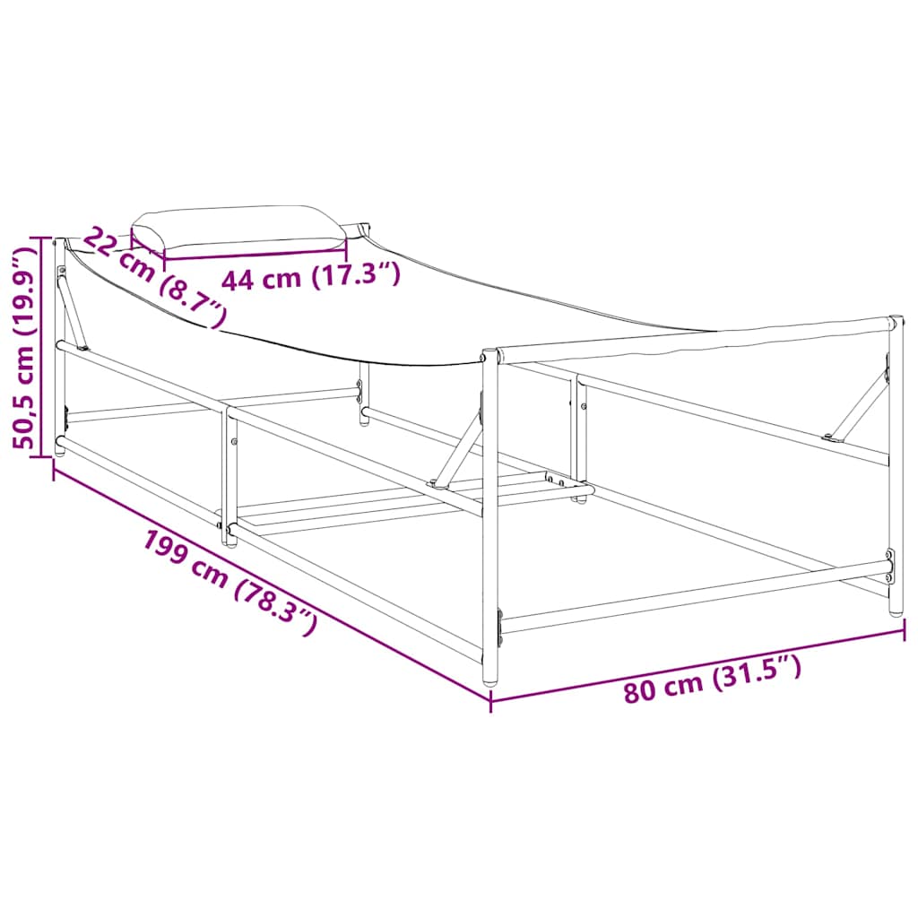 Havemøbel Solseng med pude 2 pcs Sort Pulverlakeret stål