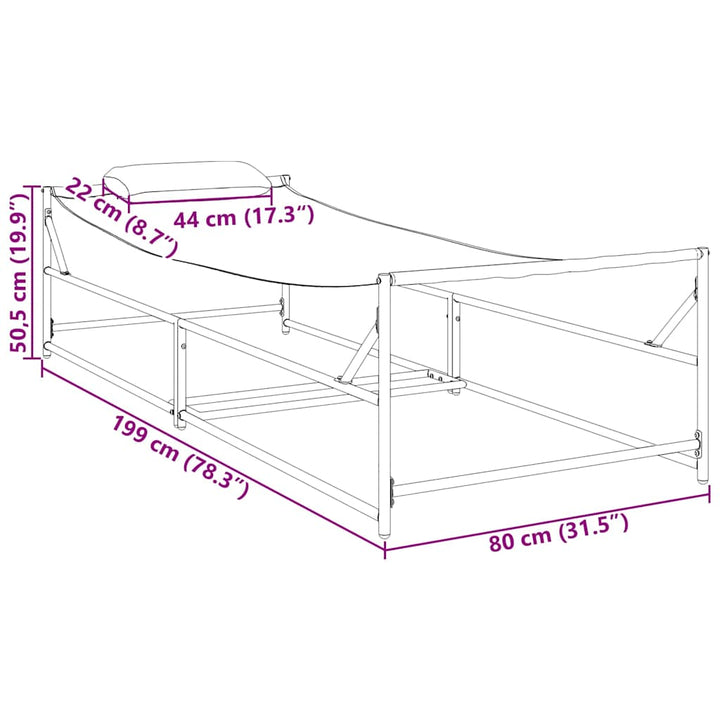 Havemøbel Solseng med pude 2 pcs Sort Pulverlakeret stål