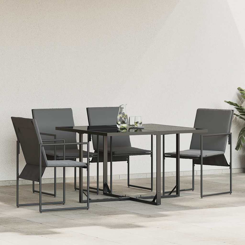 Stol med pude 4 pcs Sort og Anthracit Textilene