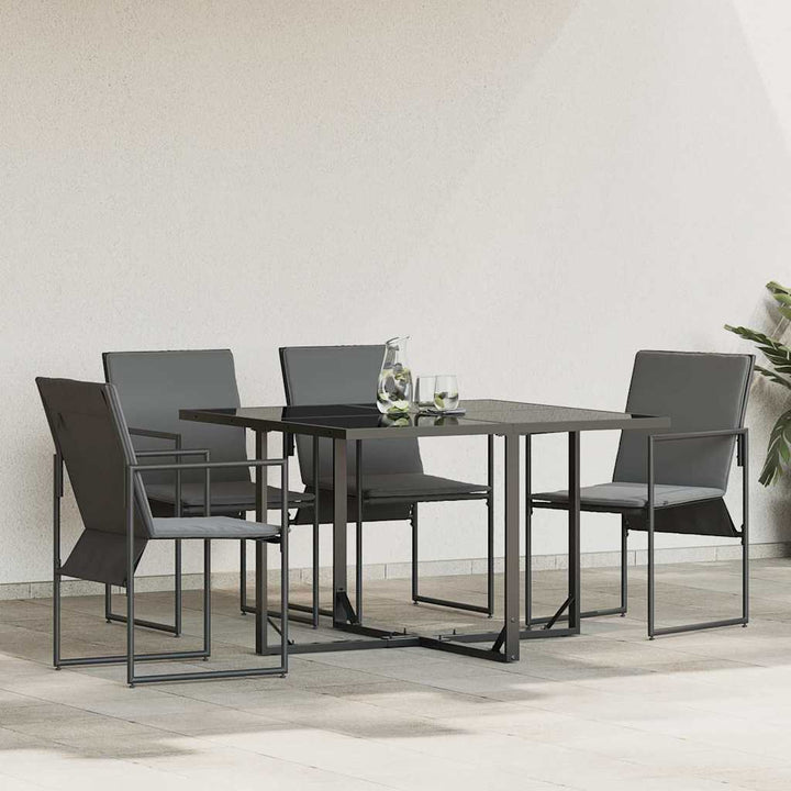 Stol med pude 4 pcs Sort og Anthracit Textilene