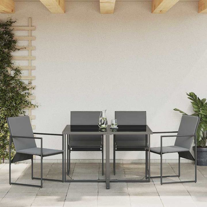 Stol med pude 4 pcs Sort og Anthracit Textilene