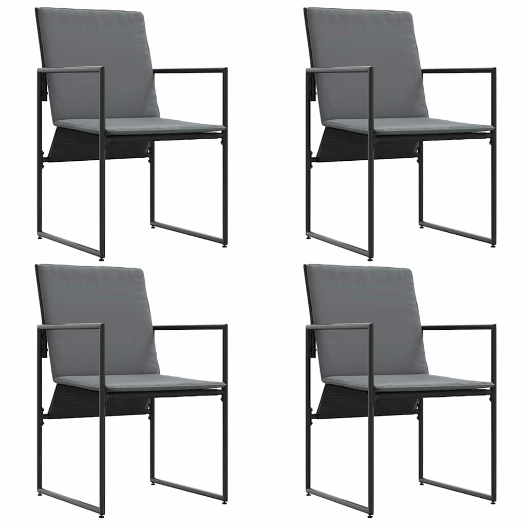 Stol med pude 4 pcs Sort og Anthracit Textilene