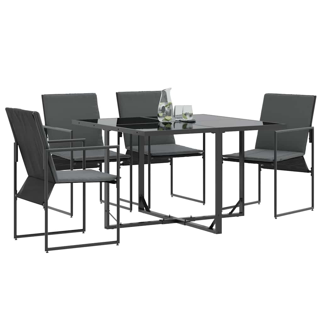 Stol med pude 4 pcs Sort og Anthracit Textilene