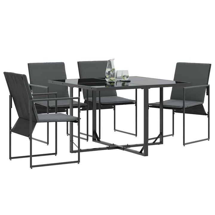Stol med pude 4 pcs Sort og Anthracit Textilene