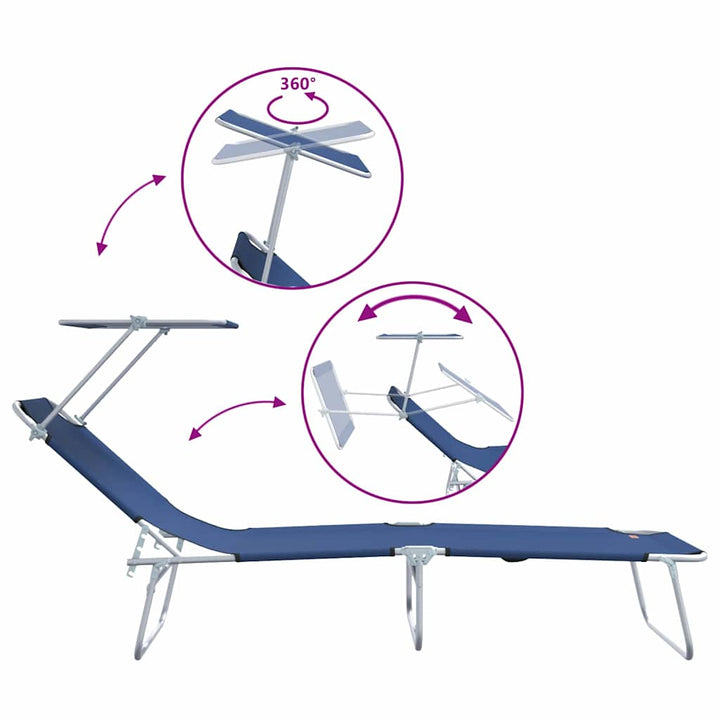 Solstol 2 stk. Polyester Blå