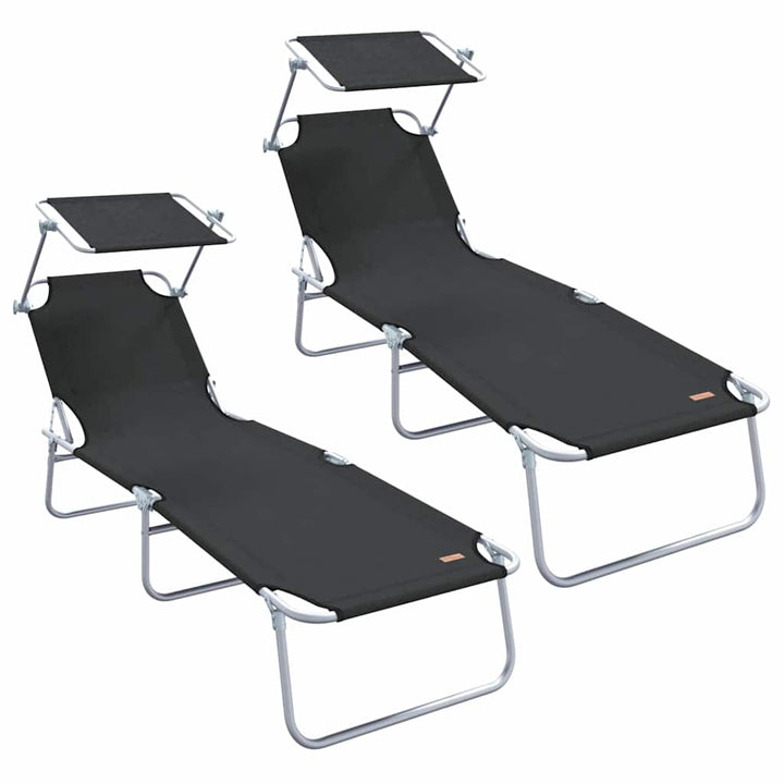 Solstol 2 pcs Sort 58 x 188 x 77cm Polyester