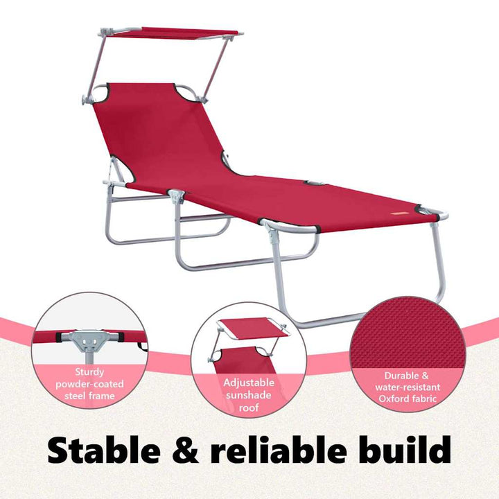 Solstol 2 pcs Rød 58 x 188 x 77cm Polyester