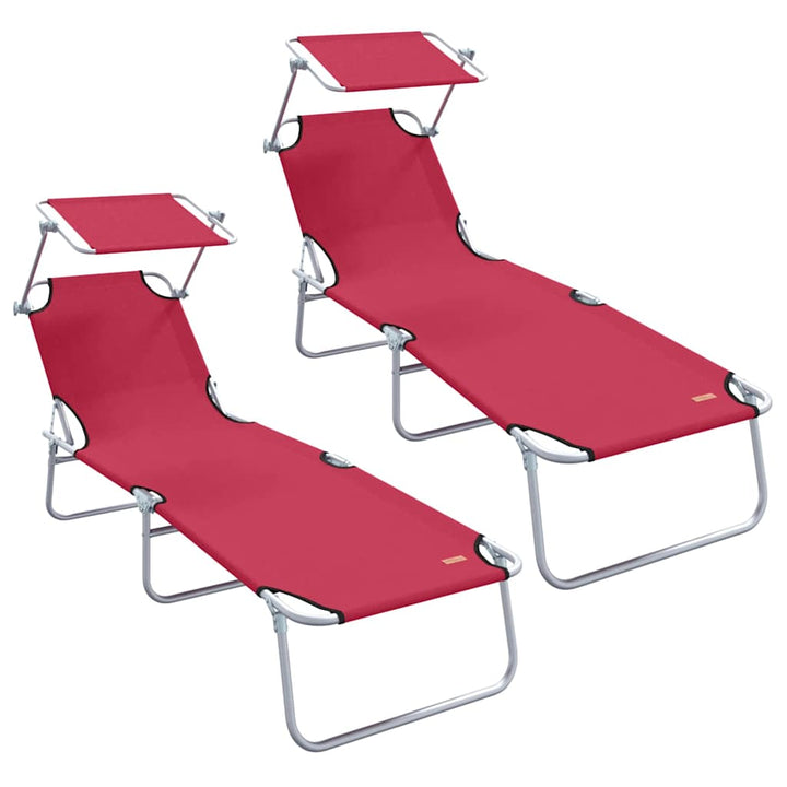 Solstol 2 pcs Rød 58 x 188 x 77cm Polyester