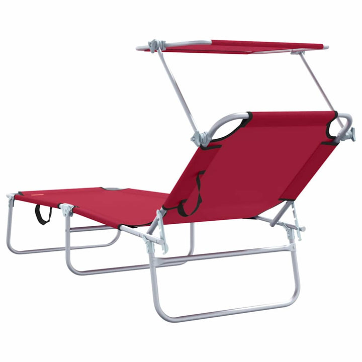 Solstol 2 pcs Rød 58 x 188 x 77cm Polyester