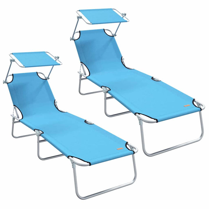 Solstol 2 pcs Lys Blå 58 x 188 x 77cm Polyester