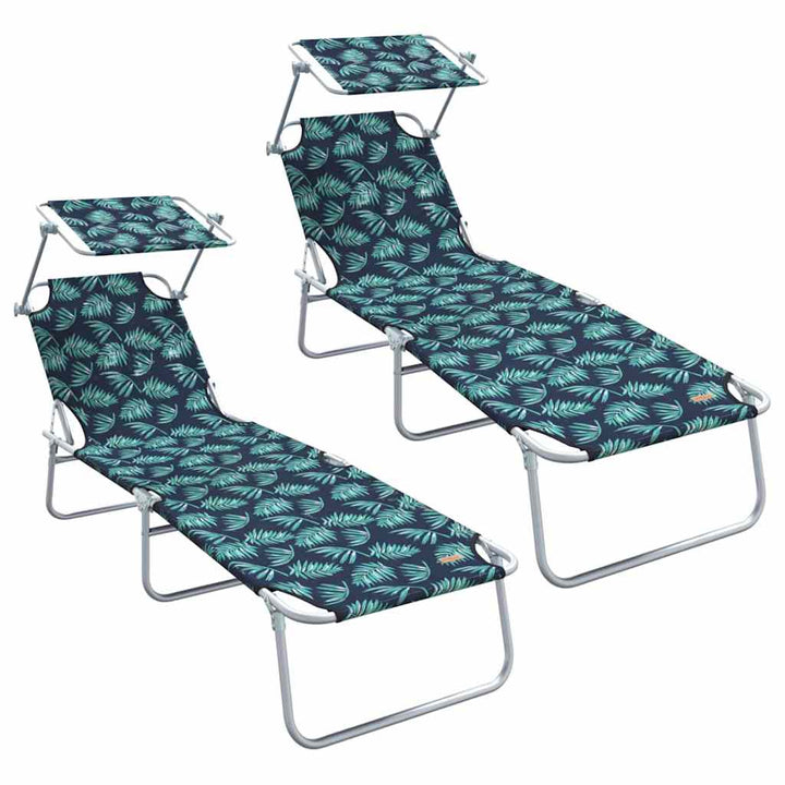 Solstol 2 pcs Grøn 58 x 188 x 77cm Polyester