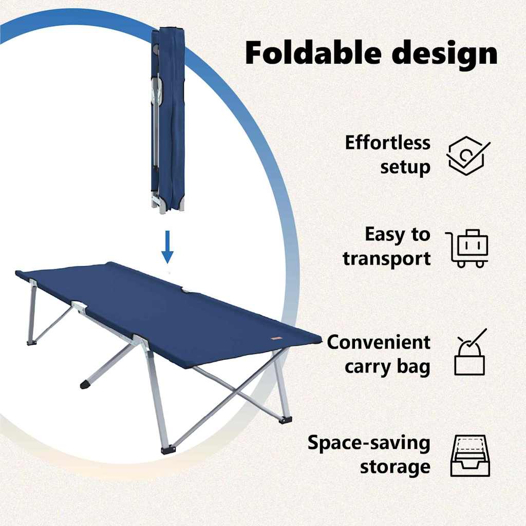 Foldende Camping Seng Blå 194 x 62,5 x 42,5 cm Oxford og Stål