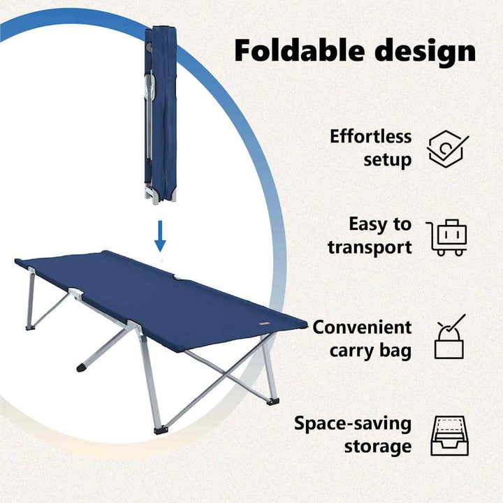 Foldende Camping Seng Blå 194 x 62,5 x 42,5 cm Oxford og Stål