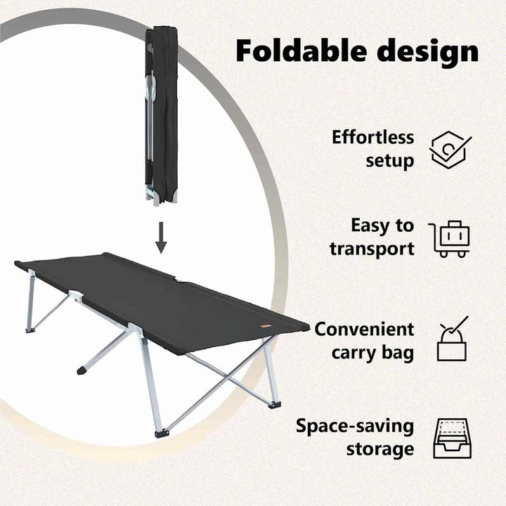 Foldende Camping Seng Sort 194 x 62,5 x 42,5 cm Oxford og Stål