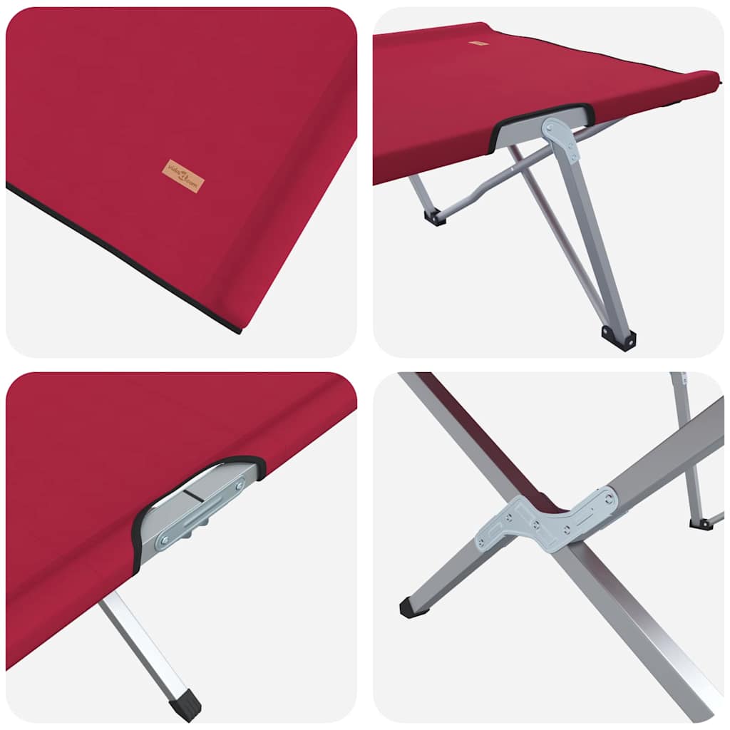 Foldende Camping Seng Rød 194 x 62,5 x 42,5 cm Oxford og Stål