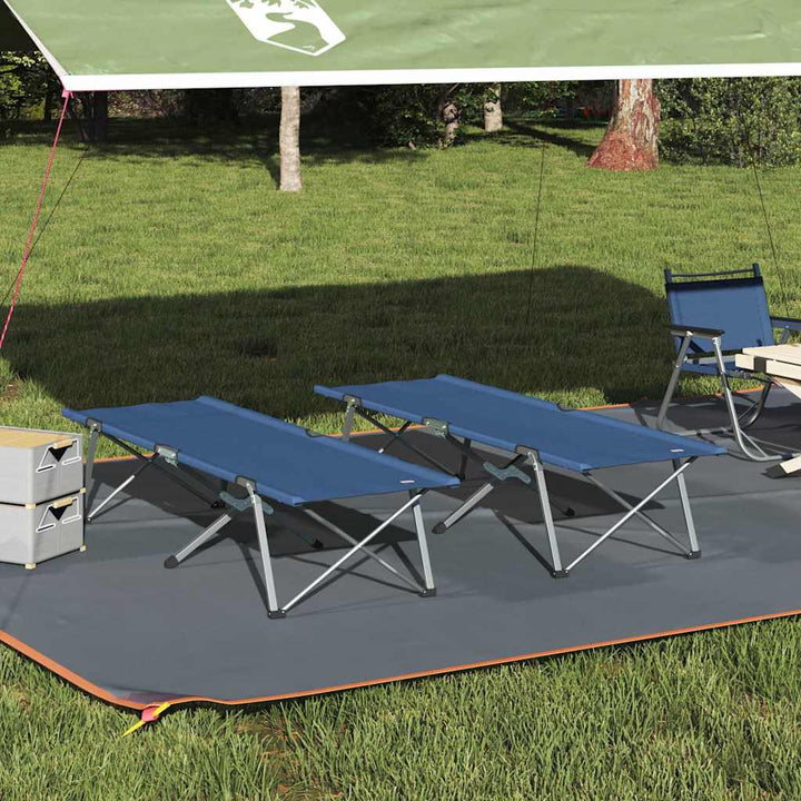 Foldende Camping Seng 2 pcs Blå 194 x 62,5 x 42,5 cm