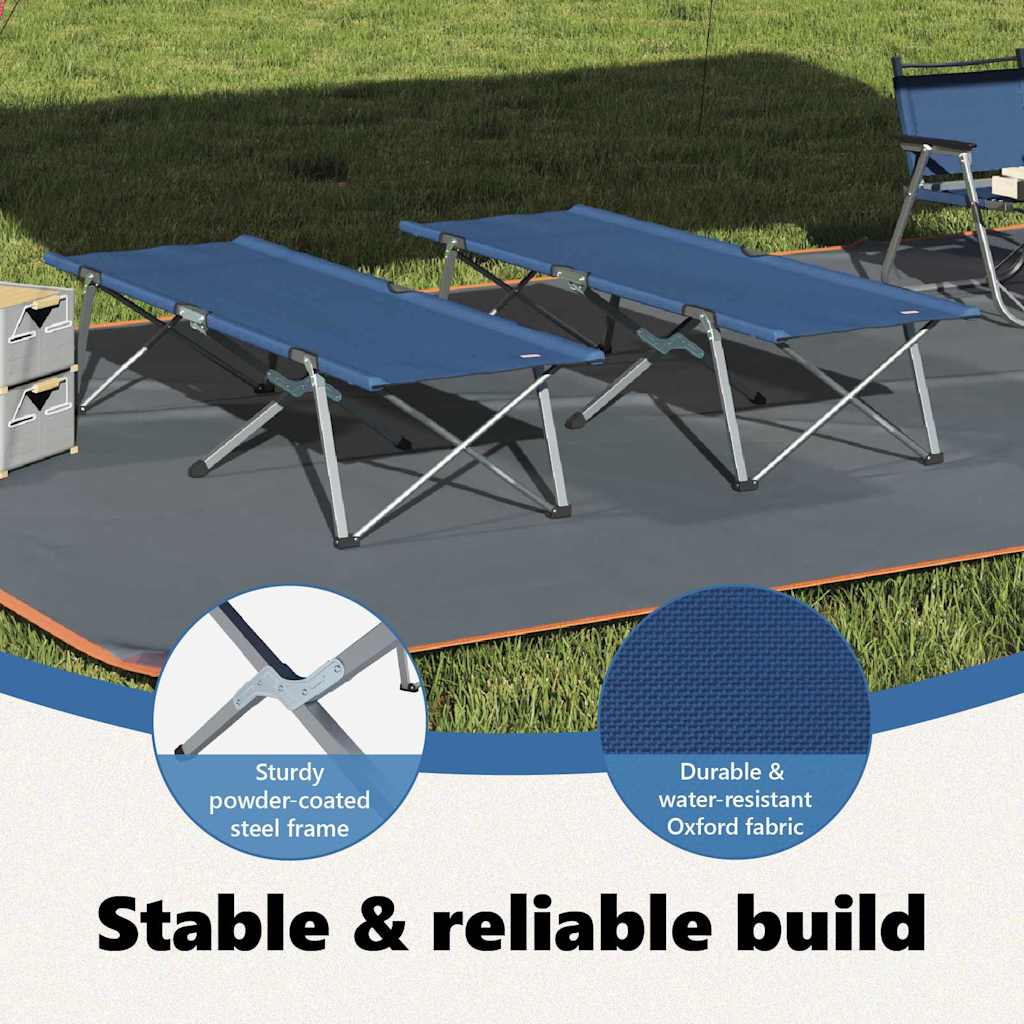 Foldende Camping Seng 2 pcs Blå 194 x 62,5 x 42,5 cm
