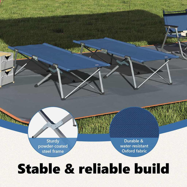 Foldende Camping Seng 2 pcs Blå 194 x 62,5 x 42,5 cm