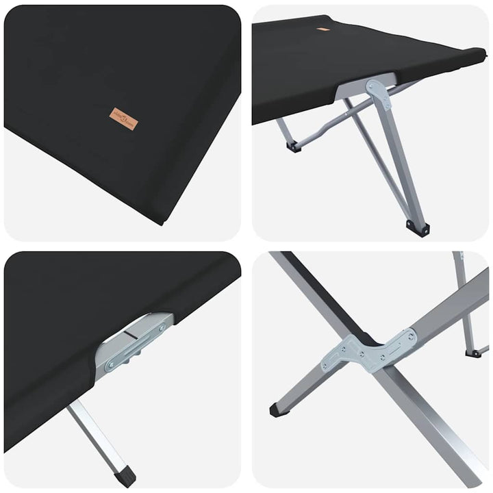 Foldende Camping Seng 2 pcs Sort 194 x 62,5 x 42,5 cm
