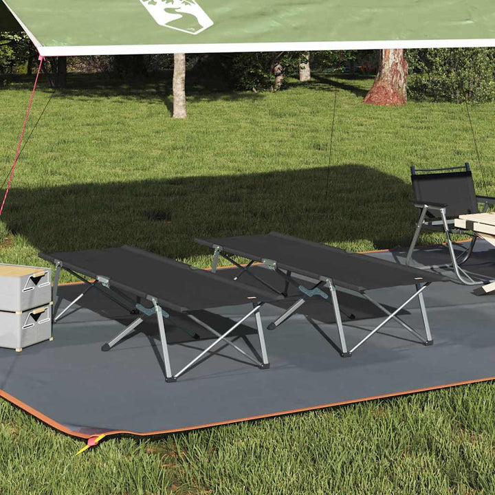 Foldende Camping Seng 2 pcs Sort 194 x 62,5 x 42,5 cm
