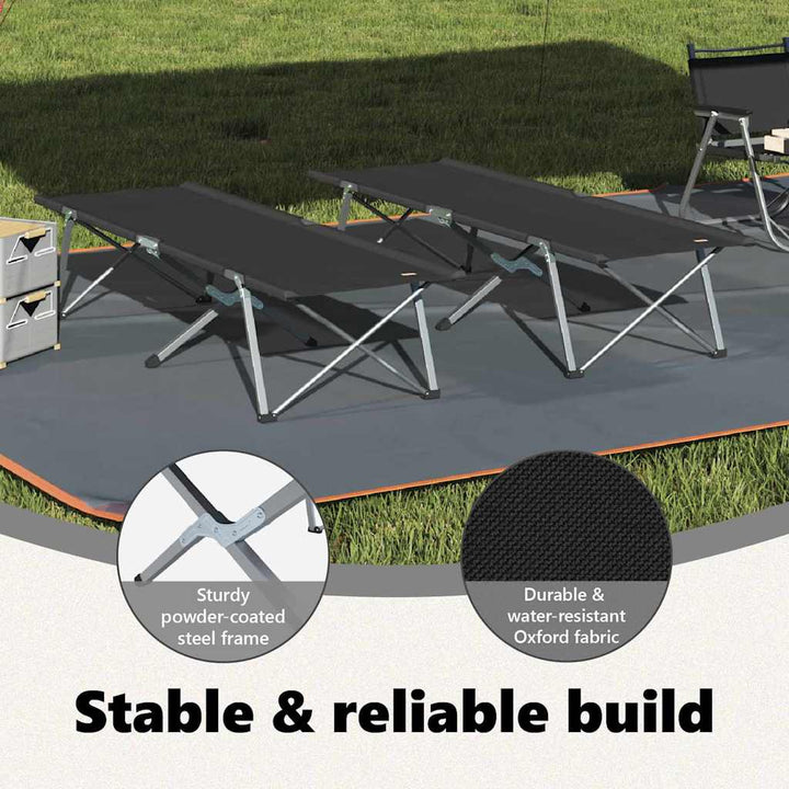 Foldende Camping Seng 2 pcs Sort 194 x 62,5 x 42,5 cm