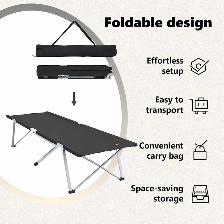 Foldende Camping Seng 2 pcs Sort 194 x 62,5 x 42,5 cm