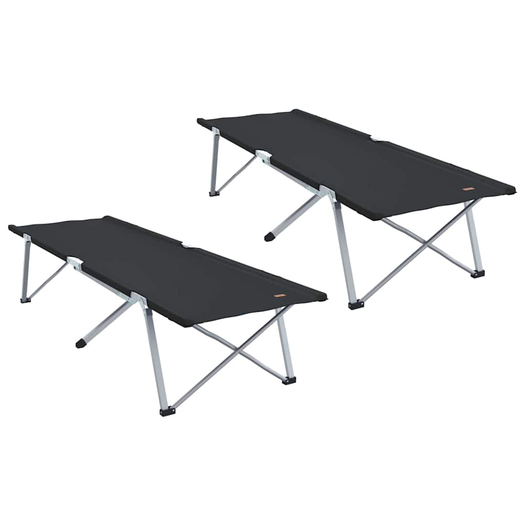 Foldende Camping Seng 2 pcs Sort 194 x 62,5 x 42,5 cm
