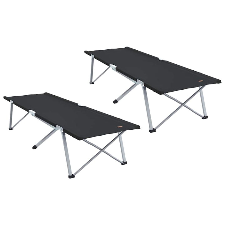 Foldende Camping Seng 2 pcs Sort 194 x 62,5 x 42,5 cm