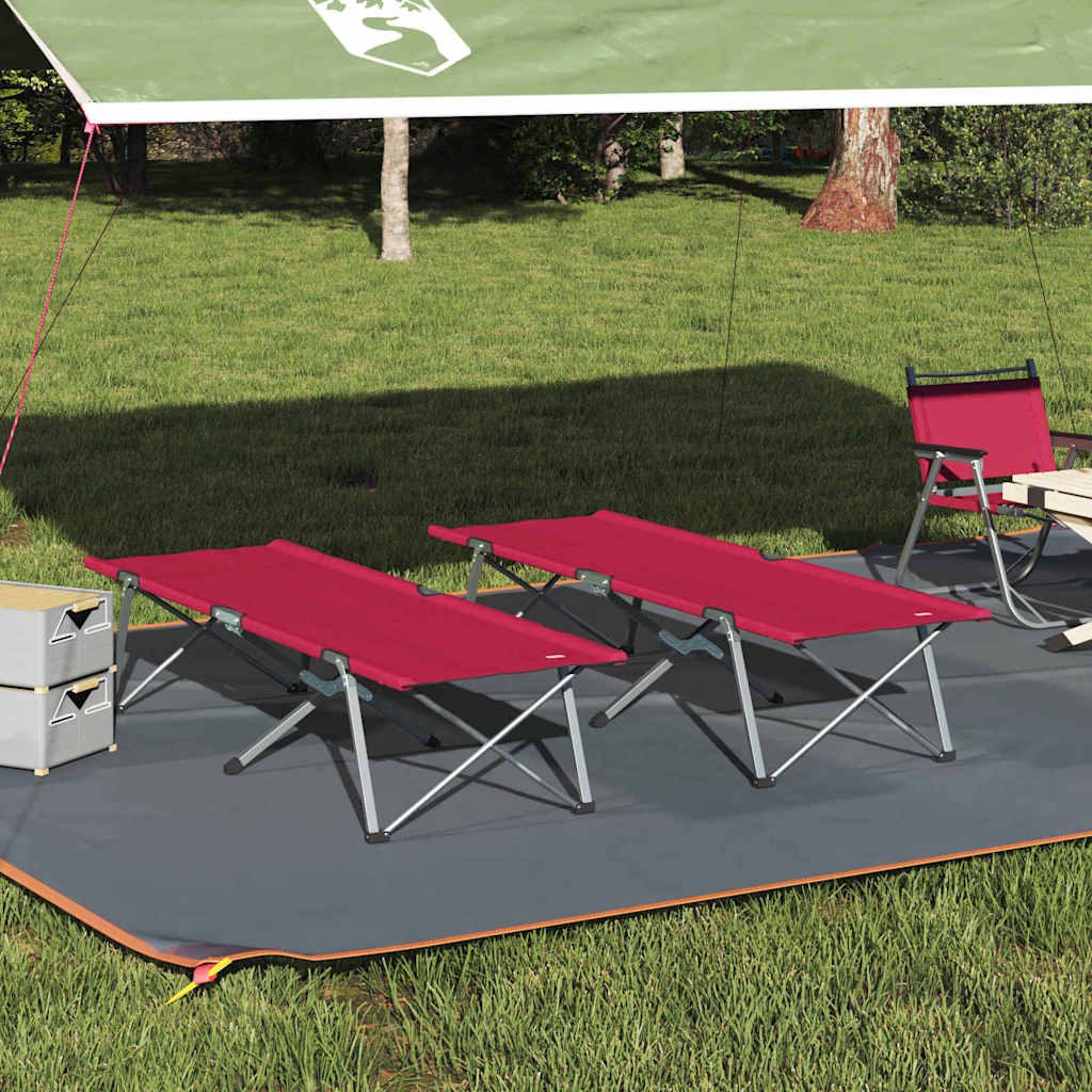 Foldende Camping Seng 2 pcs Rød 194 x 62,5 x 42,5 cm