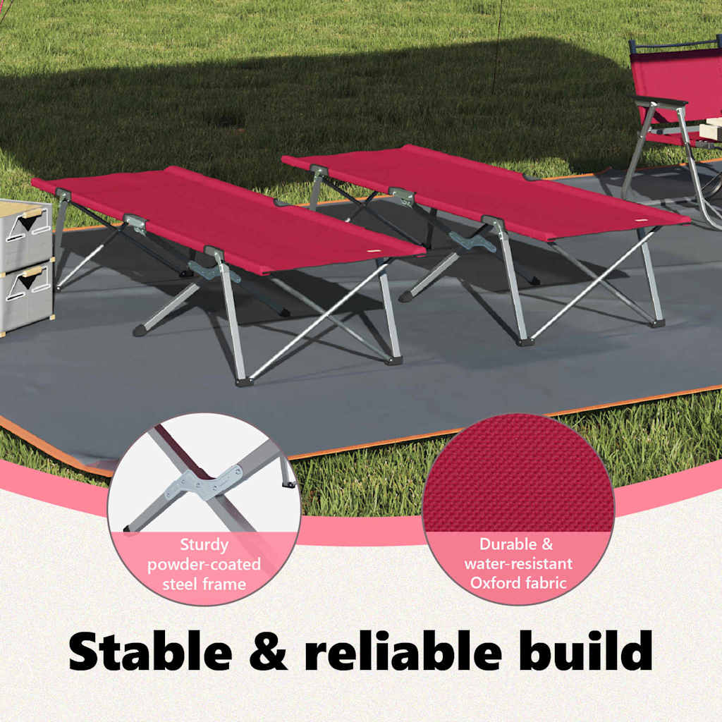 Foldende Camping Seng 2 pcs Rød 194 x 62,5 x 42,5 cm