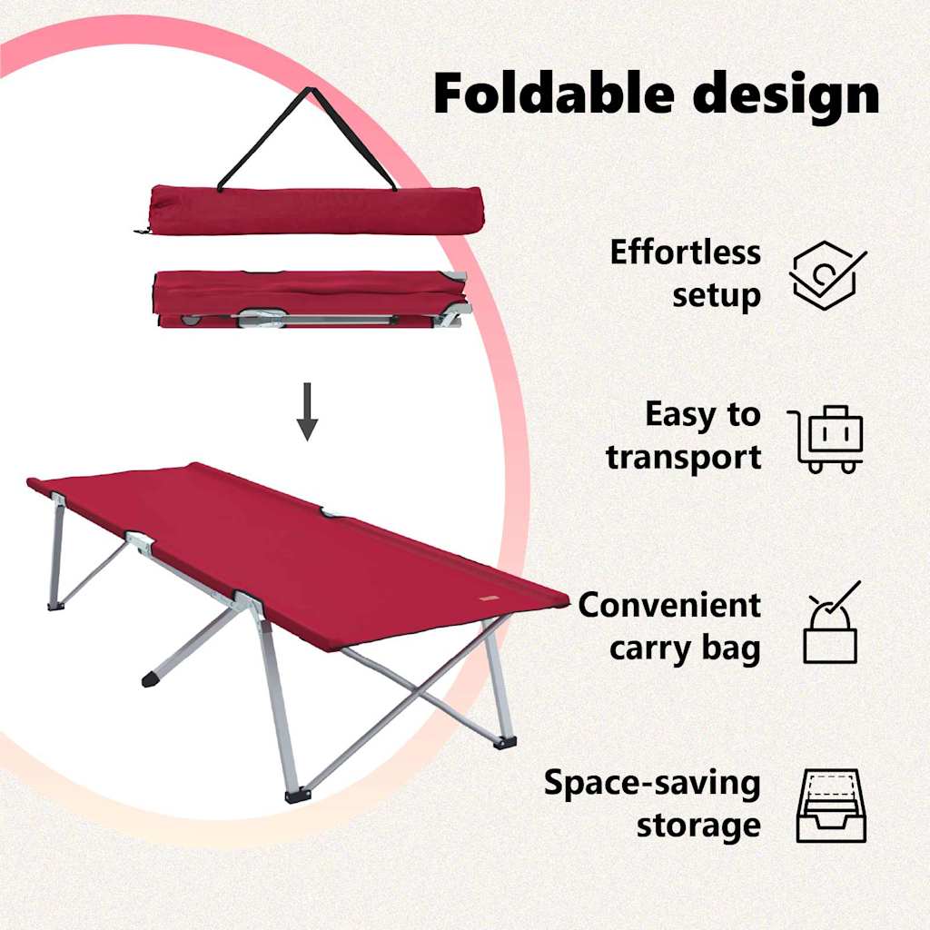 Foldende Camping Seng 2 pcs Rød 194 x 62,5 x 42,5 cm