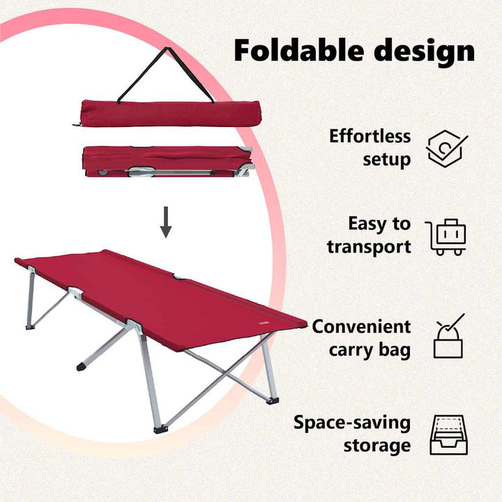 Foldende Camping Seng 2 pcs Rød 194 x 62,5 x 42,5 cm