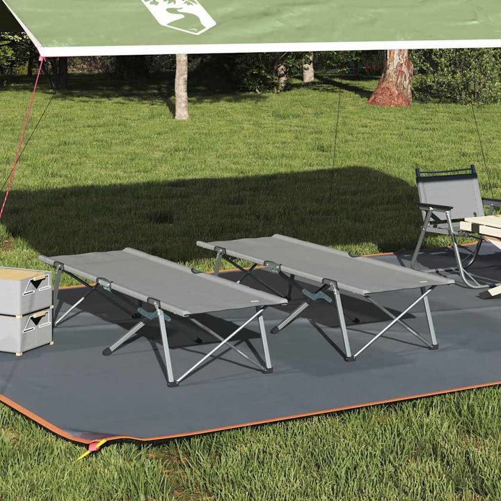 Foldende Camping Seng 2 pcs Grå 194 x 62,5 x 42,5 cm