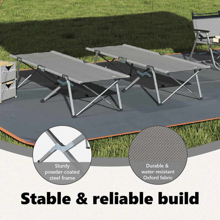 Foldende Camping Seng 2 pcs Grå 194 x 62,5 x 42,5 cm