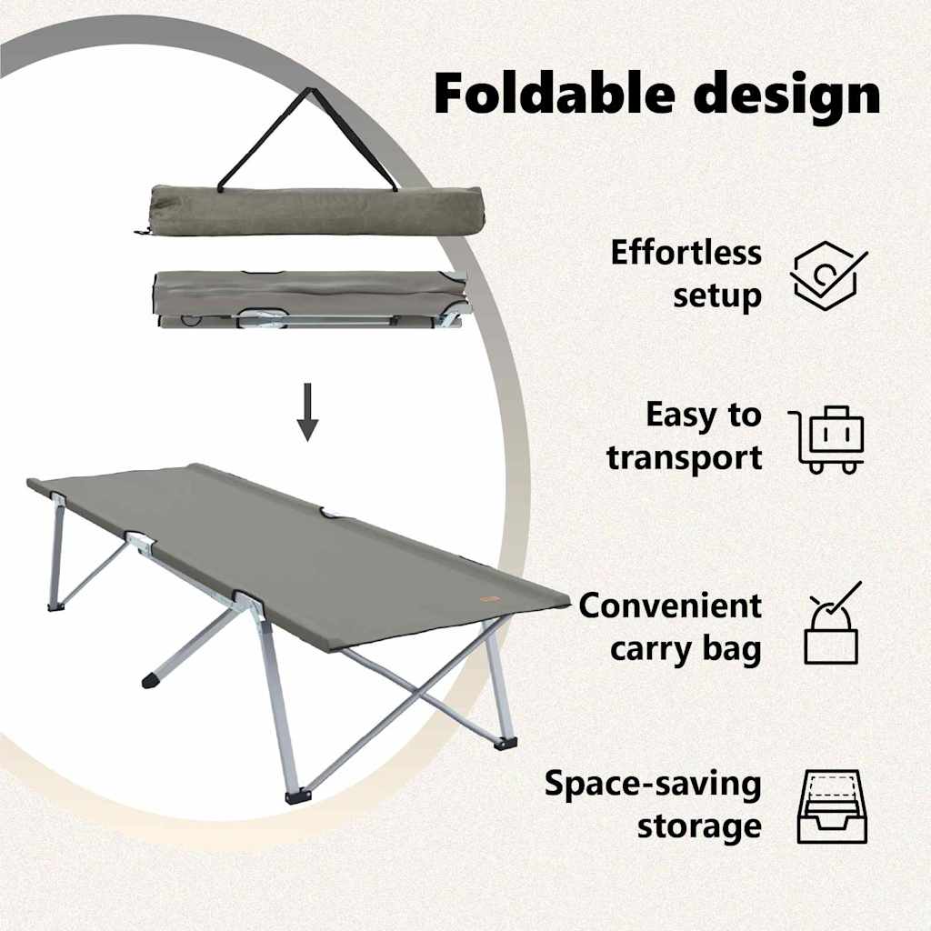 Foldende Camping Seng 2 pcs Grå 194 x 62,5 x 42,5 cm